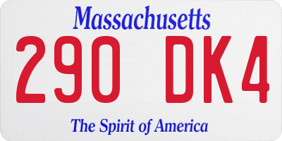 MA license plate 290DK4