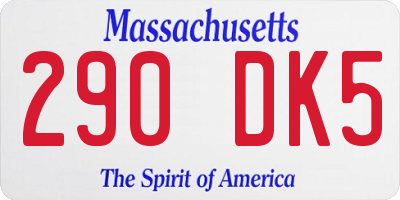 MA license plate 290DK5