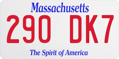 MA license plate 290DK7