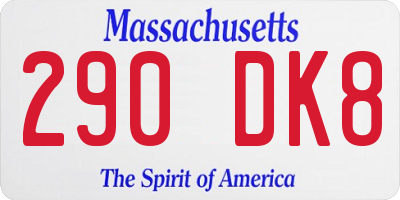 MA license plate 290DK8