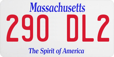MA license plate 290DL2