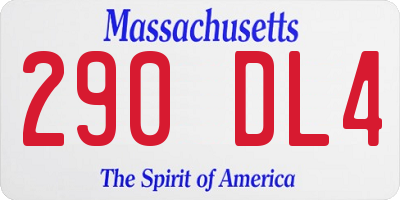 MA license plate 290DL4