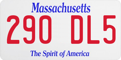 MA license plate 290DL5