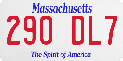 MA license plate 290DL7