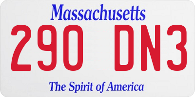 MA license plate 290DN3