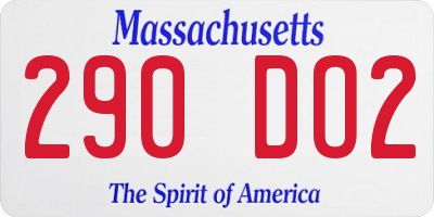 MA license plate 290DO2