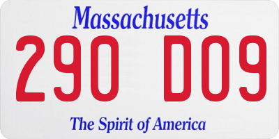 MA license plate 290DO9