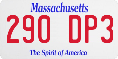 MA license plate 290DP3