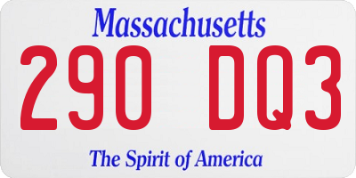 MA license plate 290DQ3