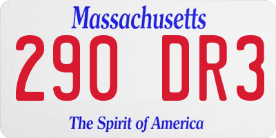 MA license plate 290DR3