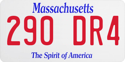 MA license plate 290DR4