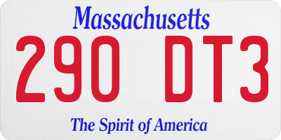 MA license plate 290DT3