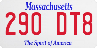 MA license plate 290DT8