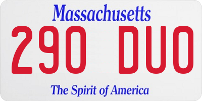MA license plate 290DU0
