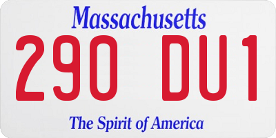 MA license plate 290DU1
