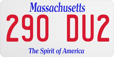 MA license plate 290DU2
