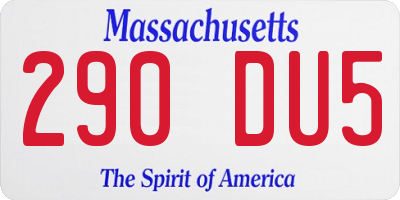 MA license plate 290DU5