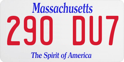 MA license plate 290DU7