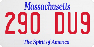 MA license plate 290DU9