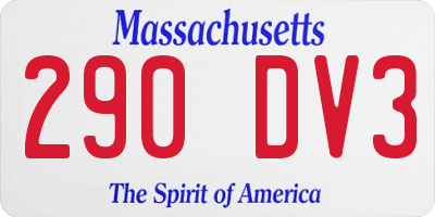MA license plate 290DV3