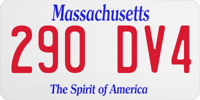 MA license plate 290DV4
