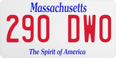 MA license plate 290DW0