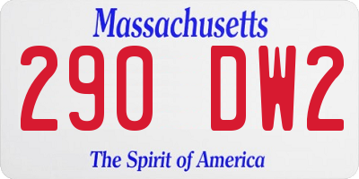 MA license plate 290DW2
