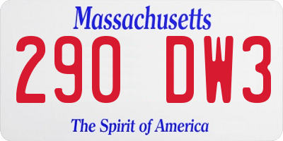 MA license plate 290DW3