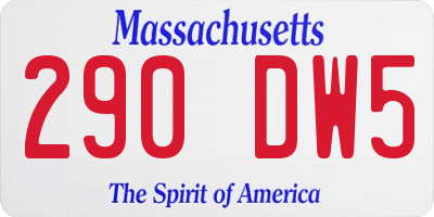 MA license plate 290DW5