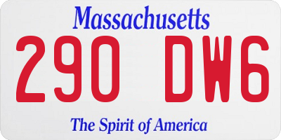 MA license plate 290DW6