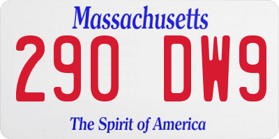 MA license plate 290DW9