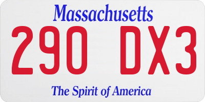 MA license plate 290DX3