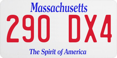 MA license plate 290DX4