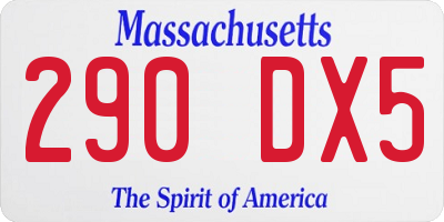 MA license plate 290DX5
