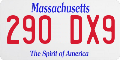 MA license plate 290DX9