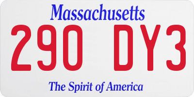 MA license plate 290DY3