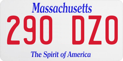 MA license plate 290DZ0