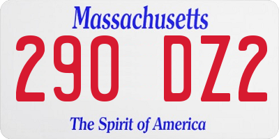 MA license plate 290DZ2