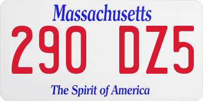 MA license plate 290DZ5