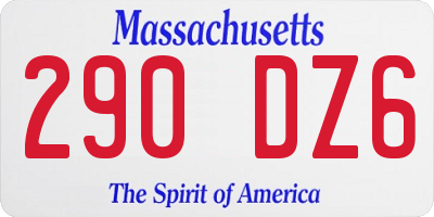 MA license plate 290DZ6