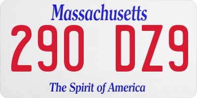 MA license plate 290DZ9
