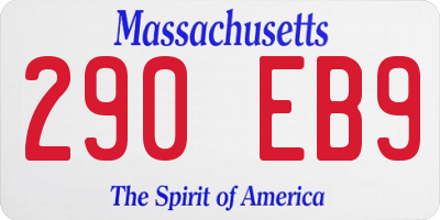 MA license plate 290EB9