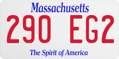 MA license plate 290EG2