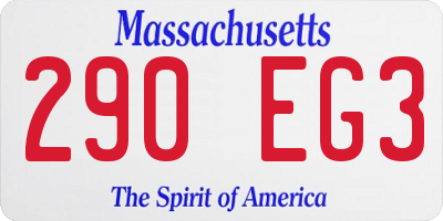 MA license plate 290EG3