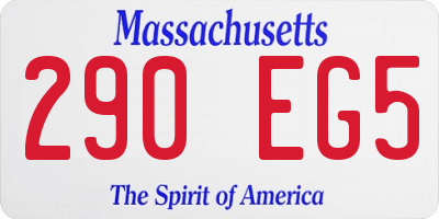 MA license plate 290EG5