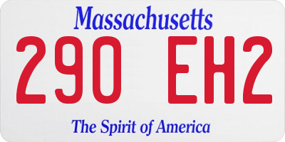 MA license plate 290EH2
