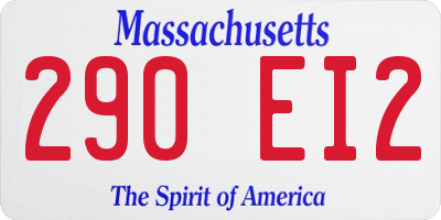 MA license plate 290EI2
