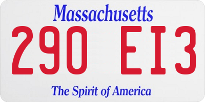 MA license plate 290EI3