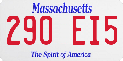 MA license plate 290EI5