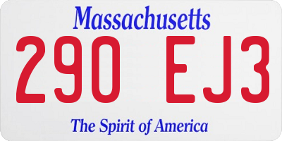 MA license plate 290EJ3